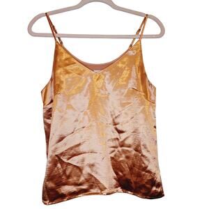 A New Day womens metallic copper flowy spaghetti strap tank top camisole size S